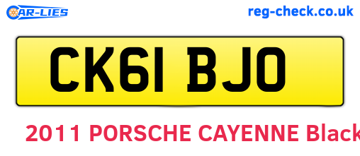 CK61BJO are the vehicle registration plates.