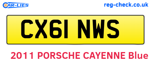 CX61NWS are the vehicle registration plates.
