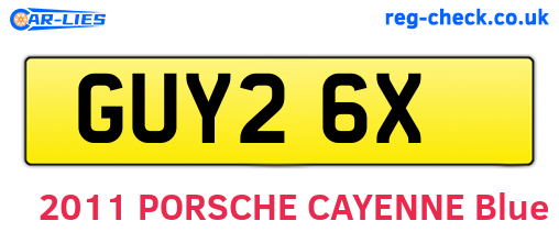 GUY26X are the vehicle registration plates.