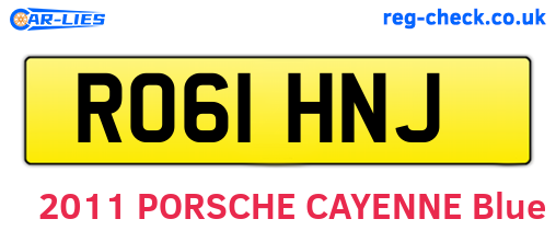 RO61HNJ are the vehicle registration plates.