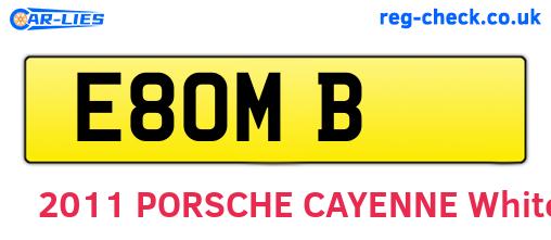 E8OMB are the vehicle registration plates.