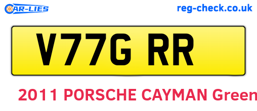 V77GRR are the vehicle registration plates.