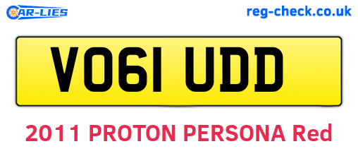 VO61UDD are the vehicle registration plates.