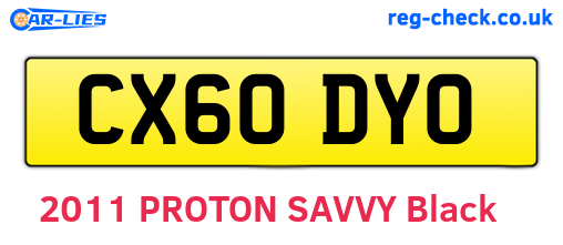 CX60DYO are the vehicle registration plates.