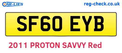 SF60EYB are the vehicle registration plates.