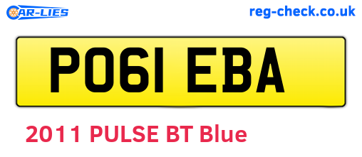 PO61EBA are the vehicle registration plates.