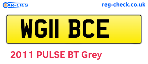 WG11BCE are the vehicle registration plates.