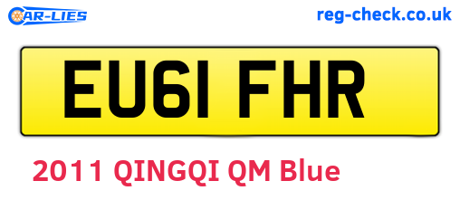 EU61FHR are the vehicle registration plates.