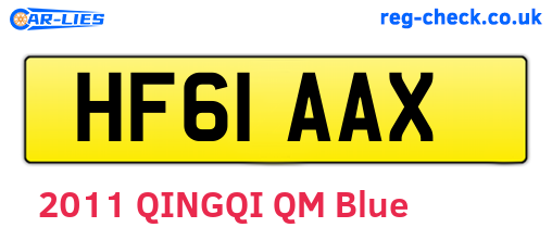 HF61AAX are the vehicle registration plates.
