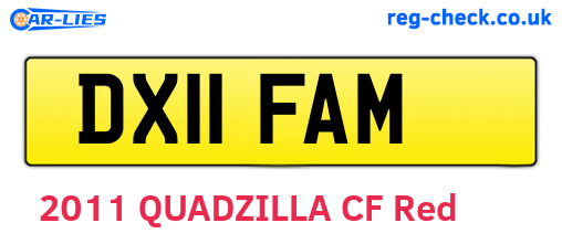 DX11FAM are the vehicle registration plates.