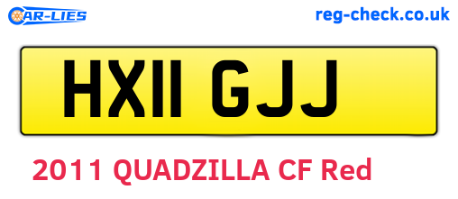 HX11GJJ are the vehicle registration plates.