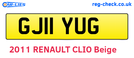 GJ11YUG are the vehicle registration plates.