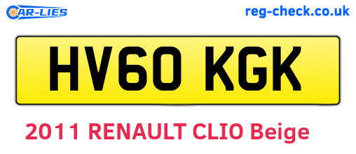 HV60KGK are the vehicle registration plates.