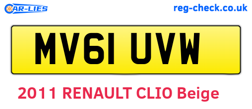 MV61UVW are the vehicle registration plates.