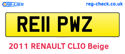 RE11PWZ are the vehicle registration plates.