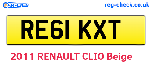 RE61KXT are the vehicle registration plates.