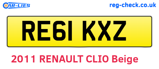 RE61KXZ are the vehicle registration plates.