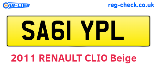 SA61YPL are the vehicle registration plates.