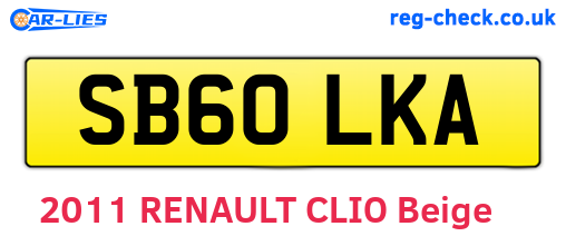 SB60LKA are the vehicle registration plates.
