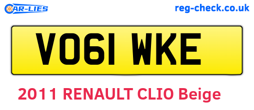 VO61WKE are the vehicle registration plates.