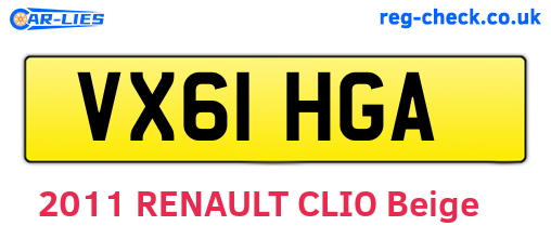 VX61HGA are the vehicle registration plates.