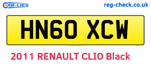 HN60XCW are the vehicle registration plates.