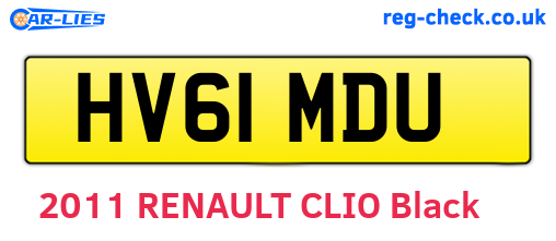HV61MDU are the vehicle registration plates.