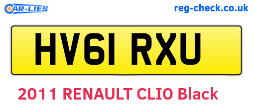 HV61RXU are the vehicle registration plates.