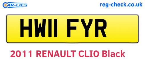 HW11FYR are the vehicle registration plates.
