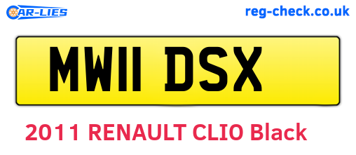 MW11DSX are the vehicle registration plates.
