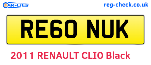 RE60NUK are the vehicle registration plates.