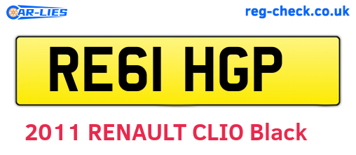 RE61HGP are the vehicle registration plates.