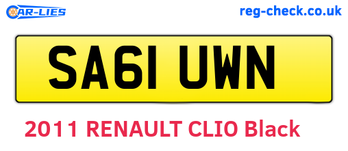SA61UWN are the vehicle registration plates.