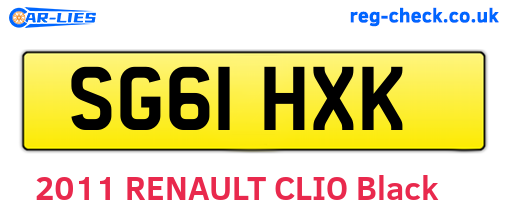 SG61HXK are the vehicle registration plates.