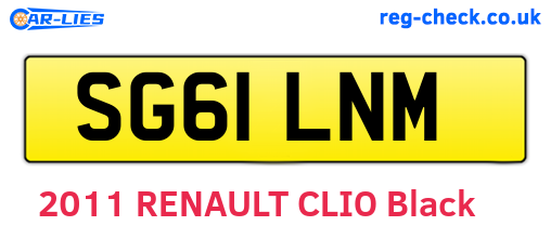 SG61LNM are the vehicle registration plates.