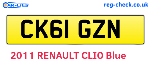 CK61GZN are the vehicle registration plates.
