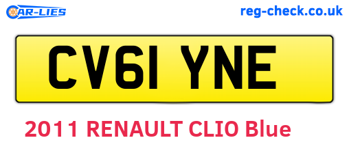 CV61YNE are the vehicle registration plates.