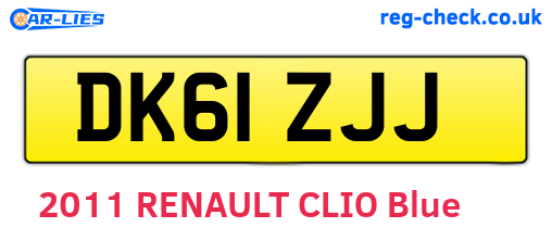 DK61ZJJ are the vehicle registration plates.