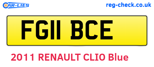 FG11BCE are the vehicle registration plates.