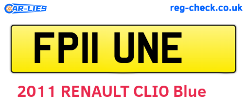 FP11UNE are the vehicle registration plates.