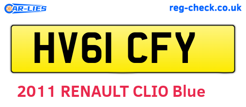 HV61CFY are the vehicle registration plates.