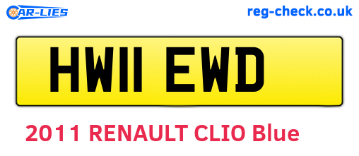HW11EWD are the vehicle registration plates.