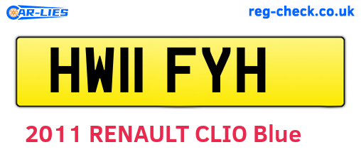 HW11FYH are the vehicle registration plates.
