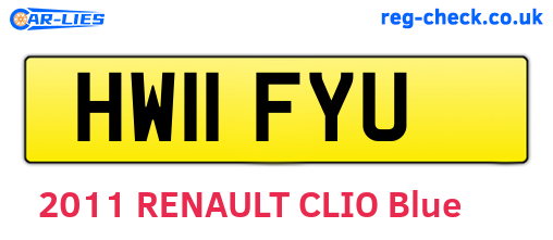 HW11FYU are the vehicle registration plates.