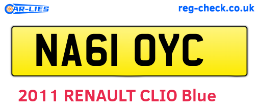 NA61OYC are the vehicle registration plates.