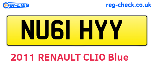 NU61HYY are the vehicle registration plates.