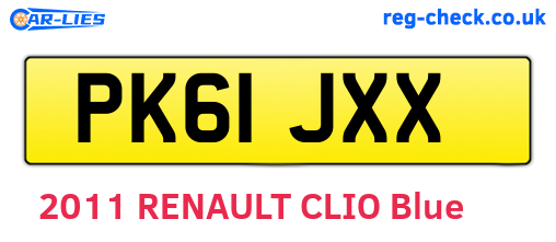 PK61JXX are the vehicle registration plates.