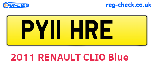 PY11HRE are the vehicle registration plates.