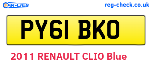 PY61BKO are the vehicle registration plates.