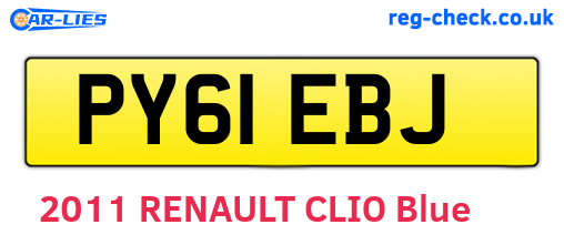 PY61EBJ are the vehicle registration plates.